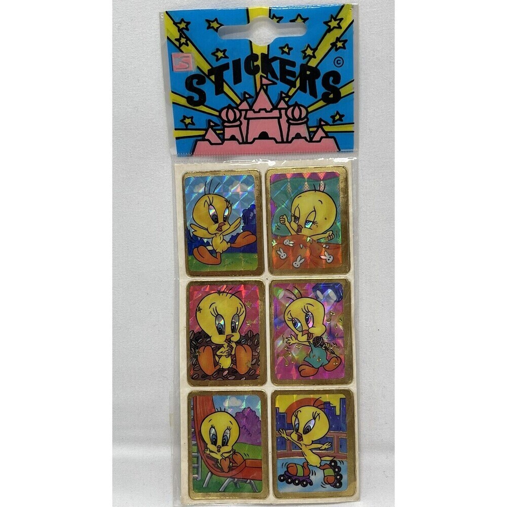 Vintage Looney Tunes Tweety Bird Sparkling Stickers 1990’s Made in Taiwan RARE